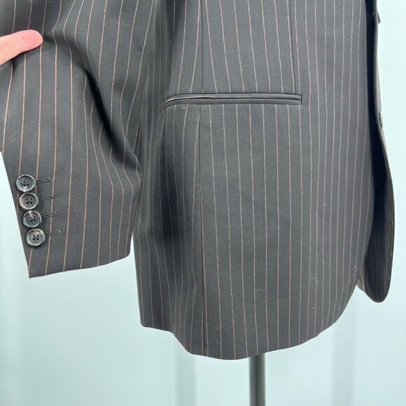 Hugo Boss Mafia 30s Look Pinstripe Brown Blazer Size 42R - Picture 3 of 10